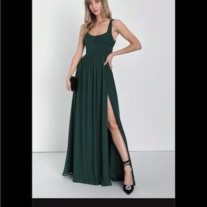 Sensational Moment Emerald Green Pleated Maxi Dress